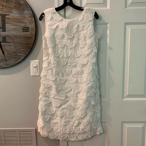 Vintage Lace Scallop Tiered Sheath Dress Sz 2 - Picture 1 of 3